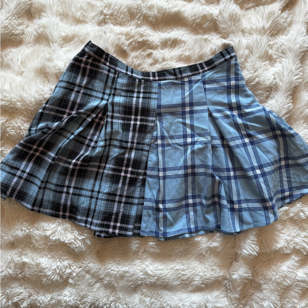 SO Blue and White Mini Skater Skirt